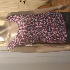 Jill and Nicole long length szM purple white red tank top scoop neck